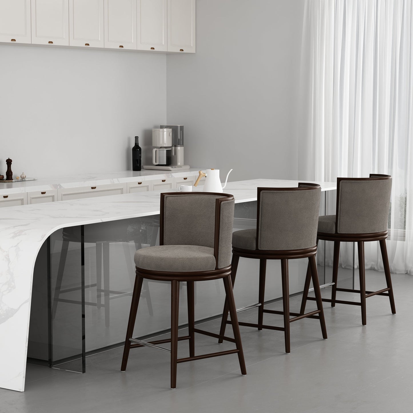 Evalyn Counter Stool in Dove (set of 3) - Ornate Home
