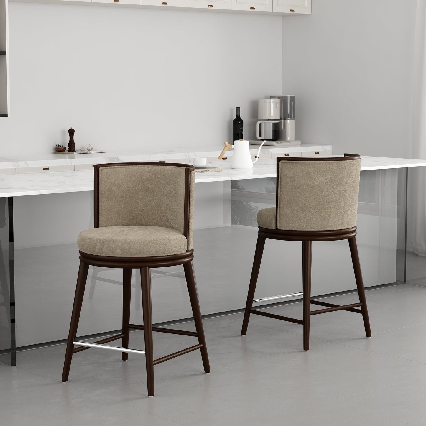 Evalyn Counter Stool in Natural (set of 2) - Ornate Home