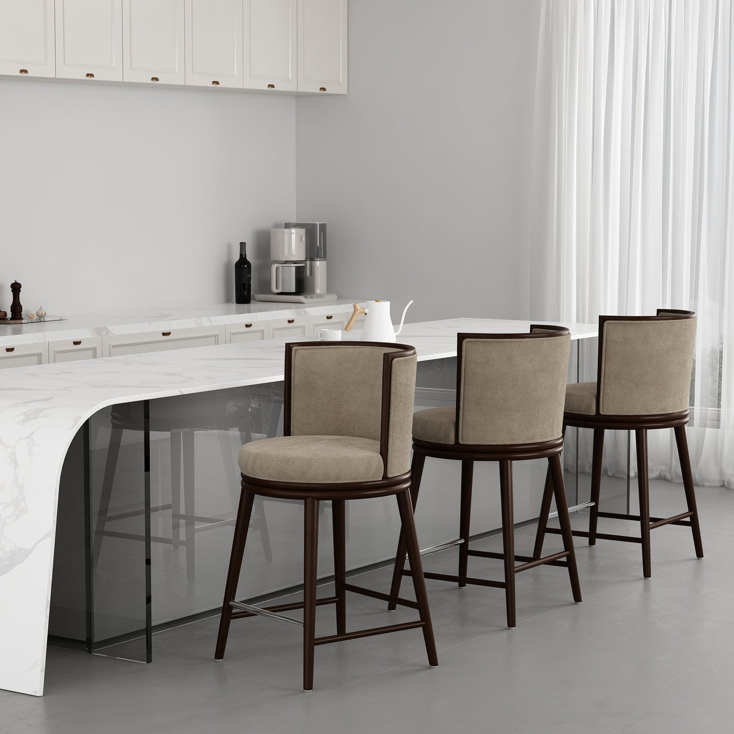 Evalyn Counter Stool in Natural (set of 3) - Ornate Home