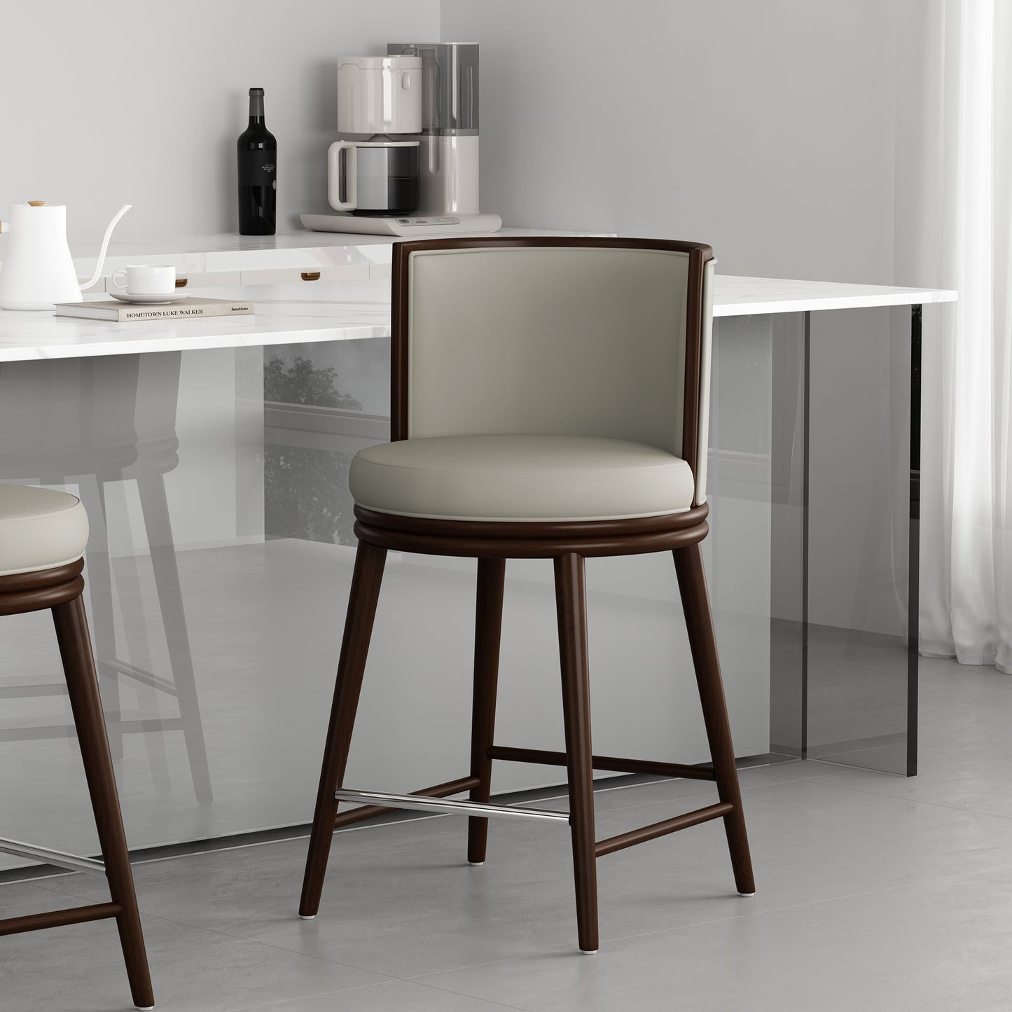 Evalyn Counter Stool in Stone - Ornate Home