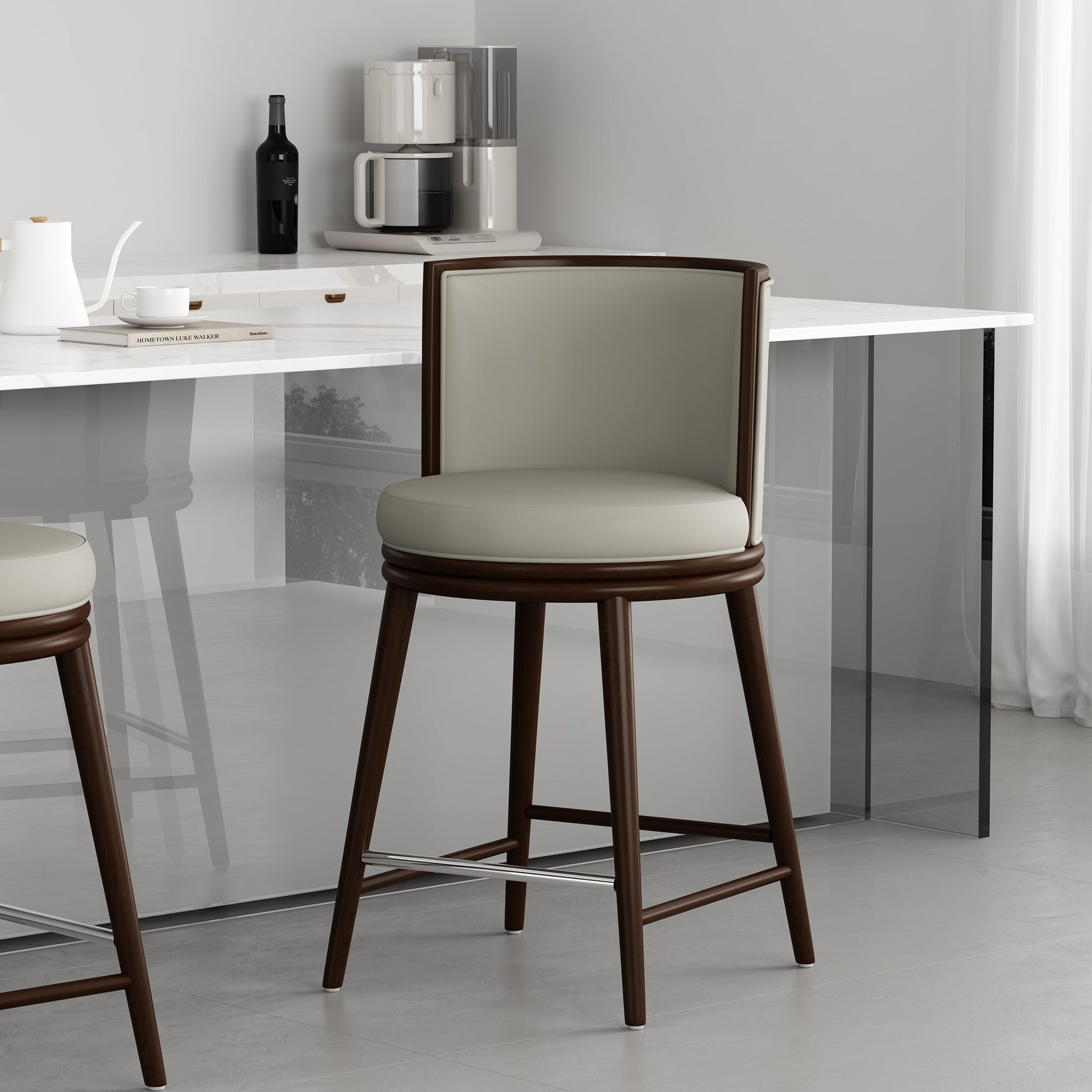 Evalyn Counter Stool in Stone - Ornate Home