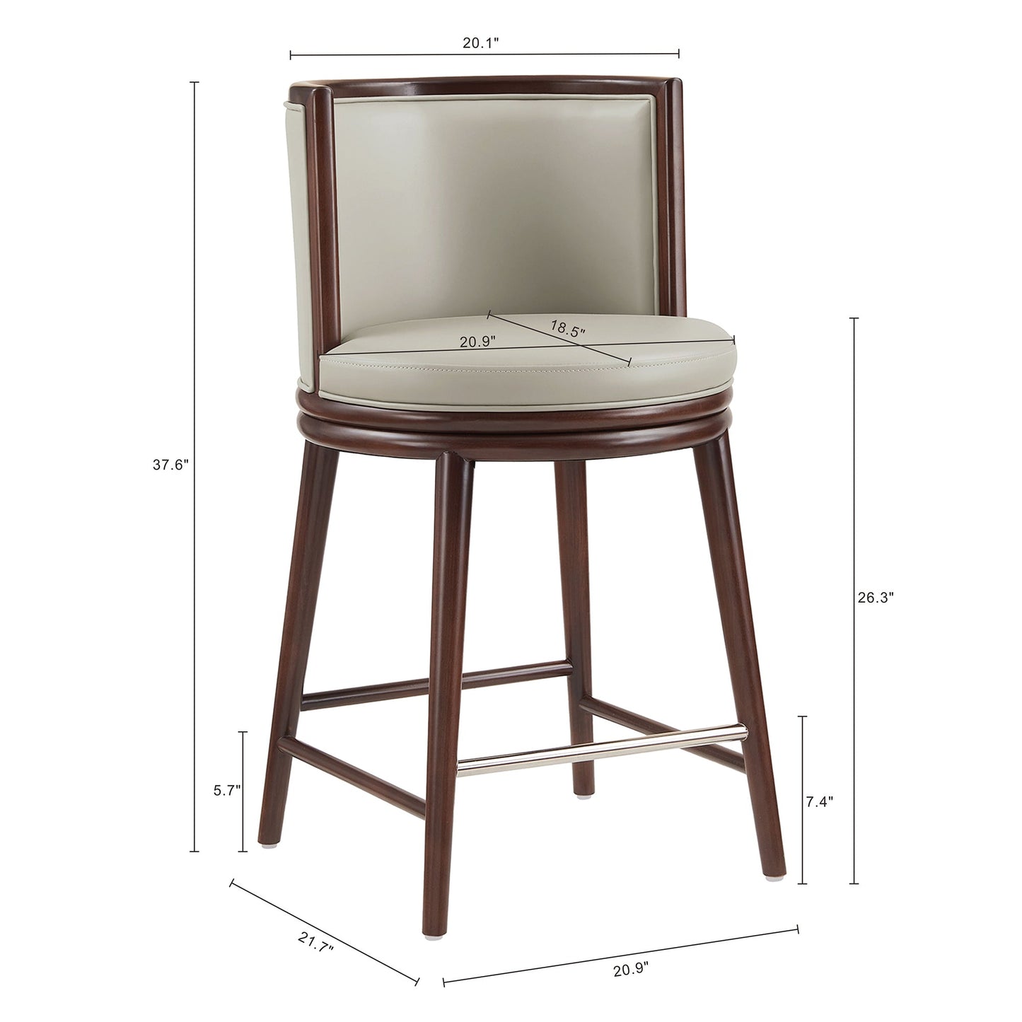 Evalyn Counter Stool in Stone - Ornate Home