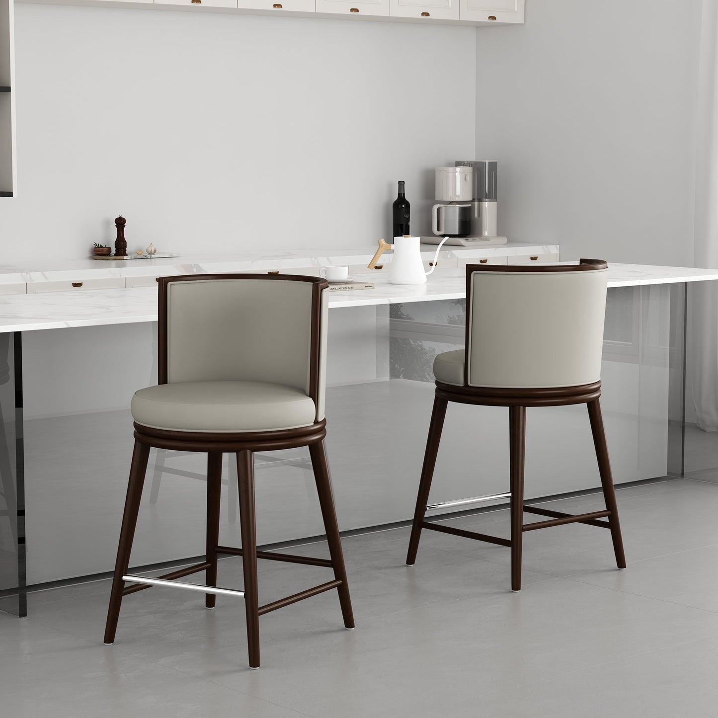 Evalyn Counter Stool in Stone (set of 2) - Ornate Home