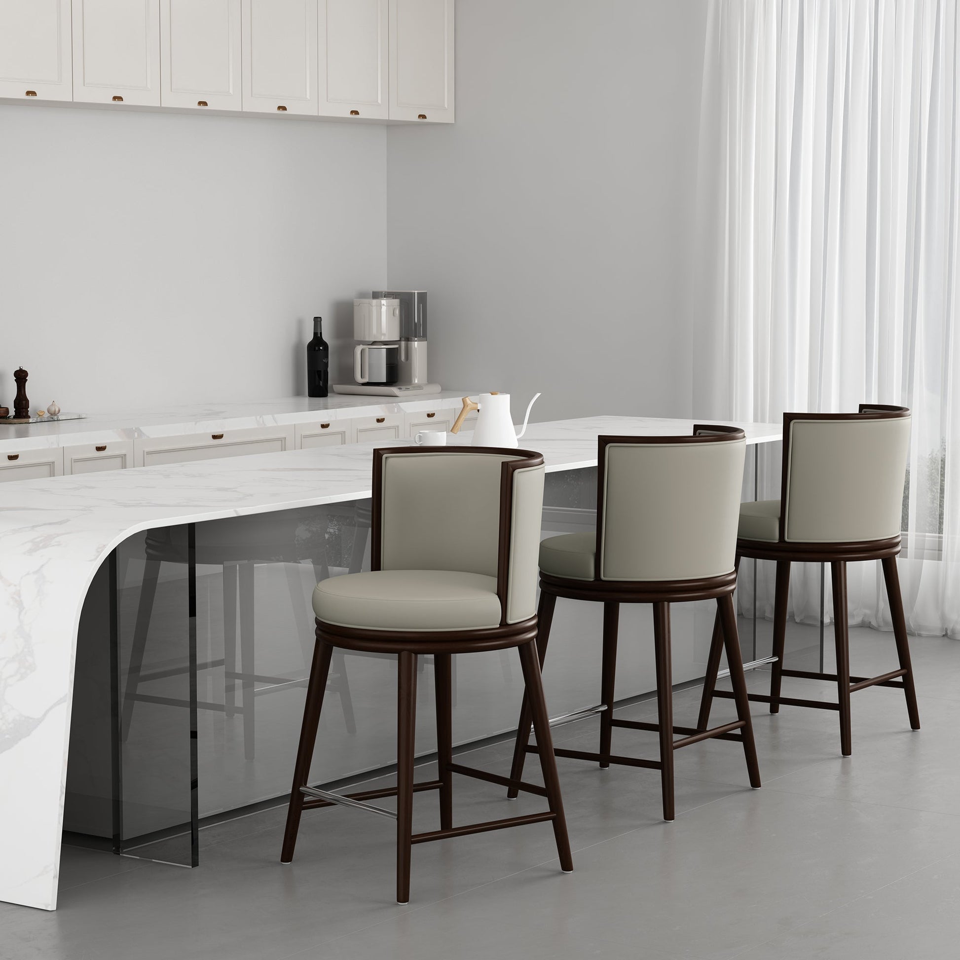 Evalyn Counter Stool in Stone (set of 3) - Ornate Home