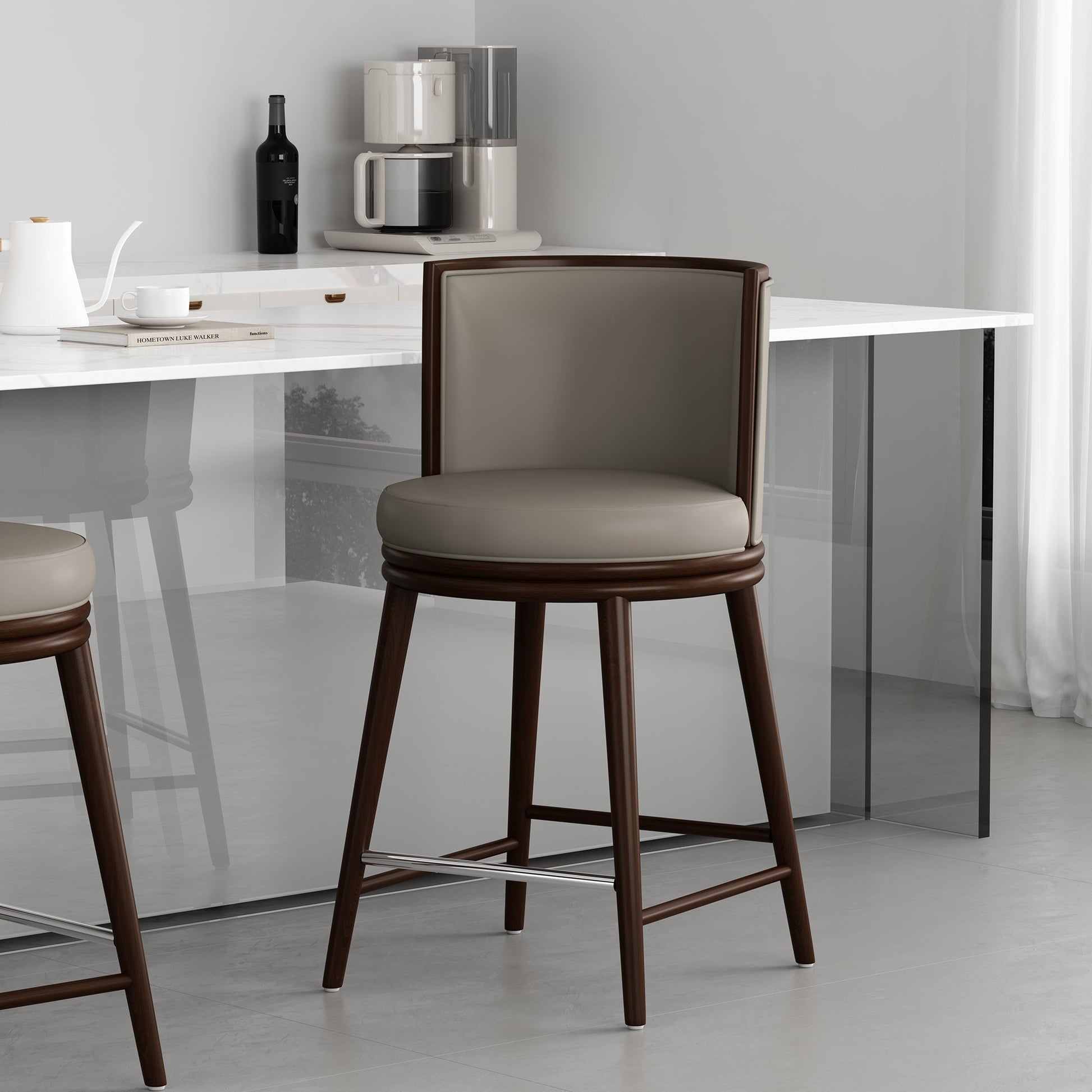 Evalyn Counter Stool in Taupe - Ornate Home