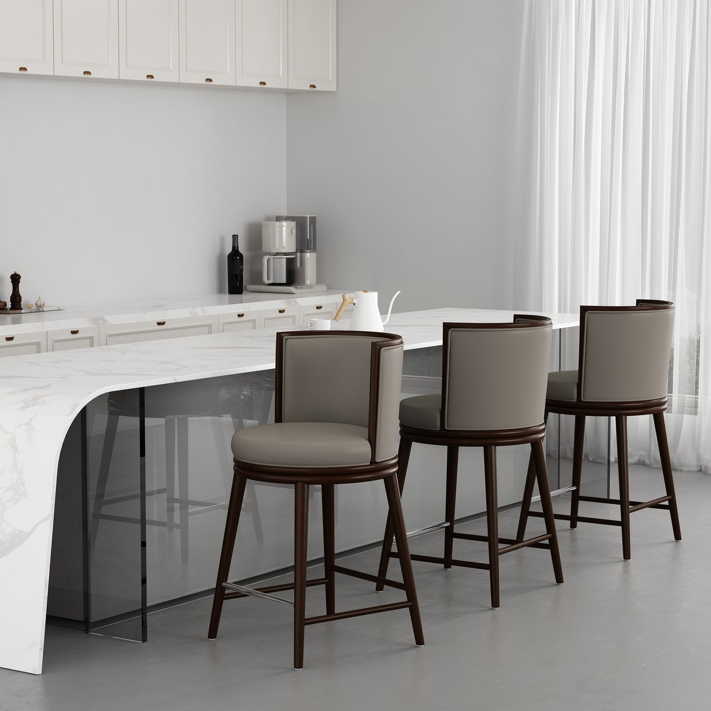 Evalyn Counter Stool in Taupe - Ornate Home