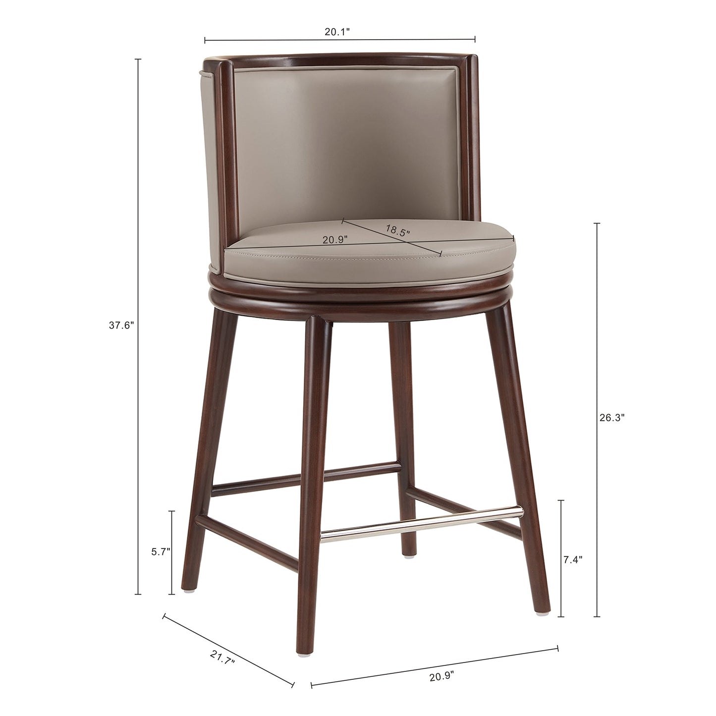 Evalyn Counter Stool in Taupe (set of 3) - Ornate Home