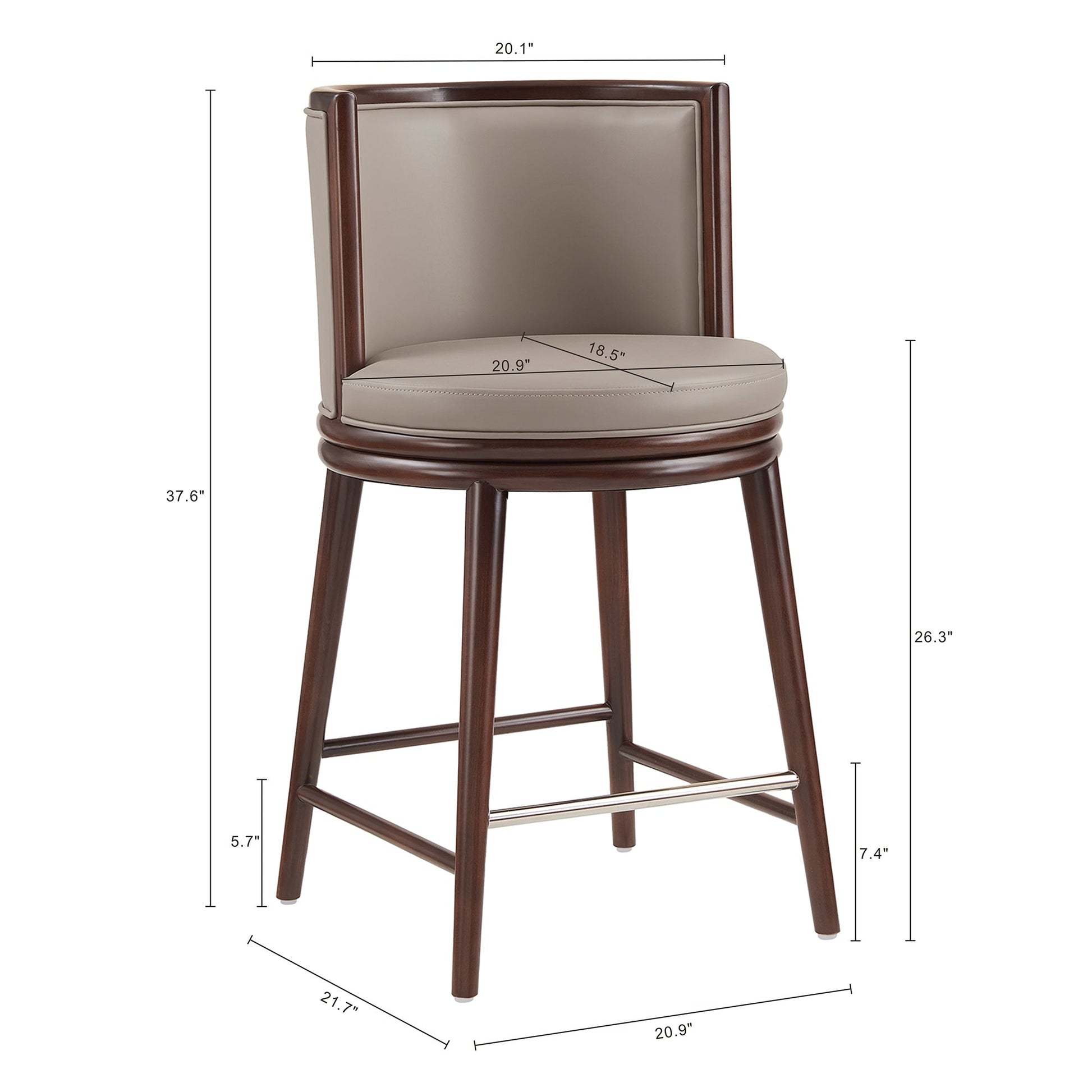 Evalyn Counter Stool in Taupe (set of 3) - Ornate Home
