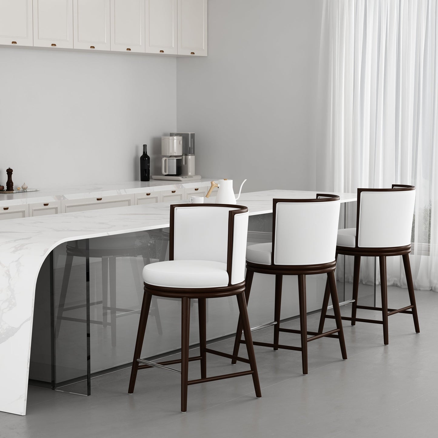 Evalyn Counter Stool in White - Ornate Home