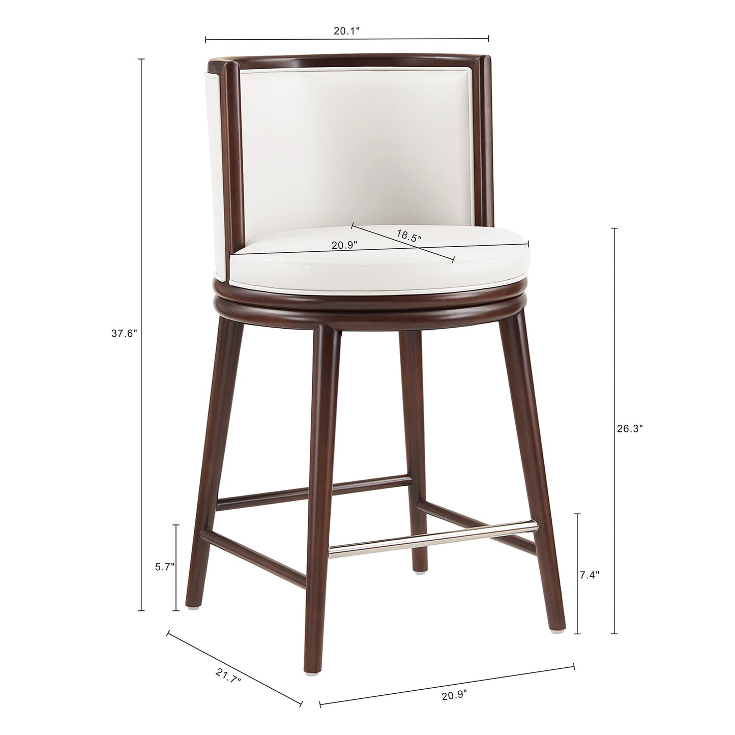 Evalyn Counter Stool in White (set of 3) - Ornate Home