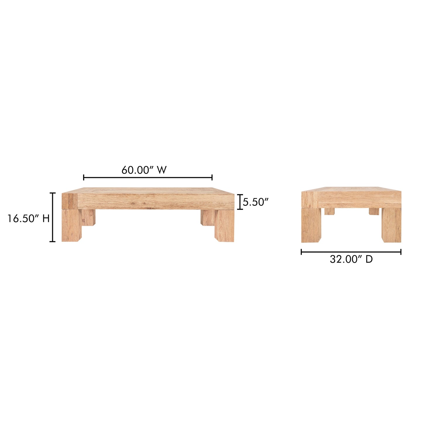 Evander Aged Oak Rectangle Coffee Table - Ornate Home
