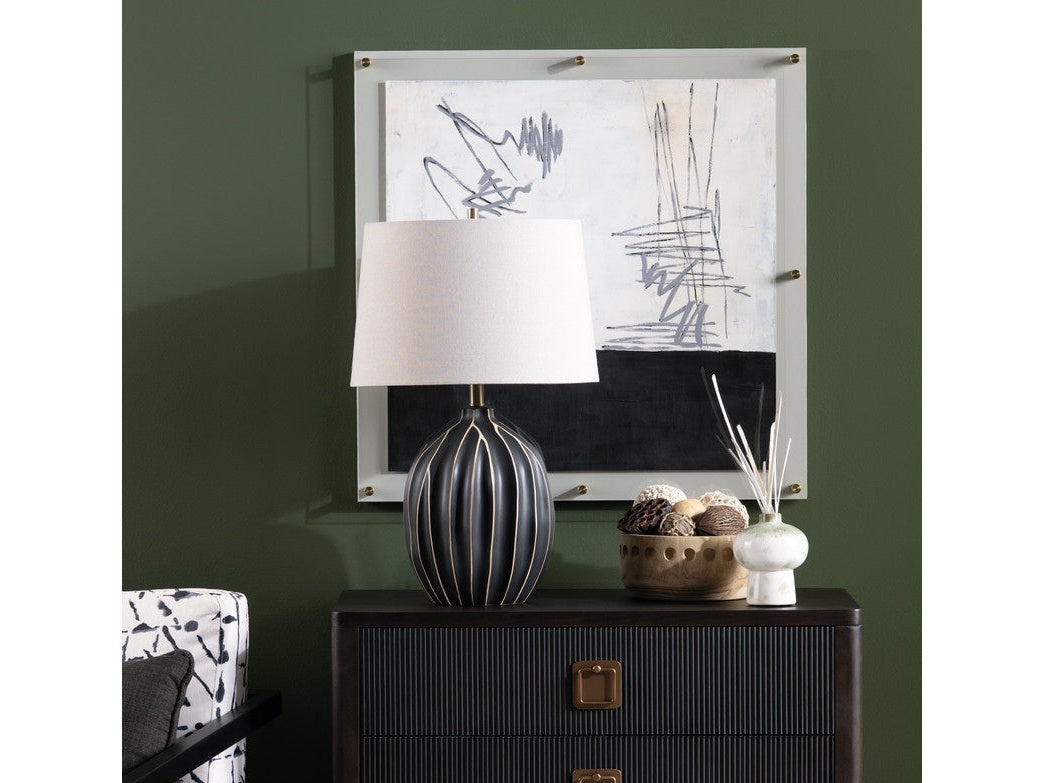 Evans Black/Oatmeal Table Lamp - Ornate Home