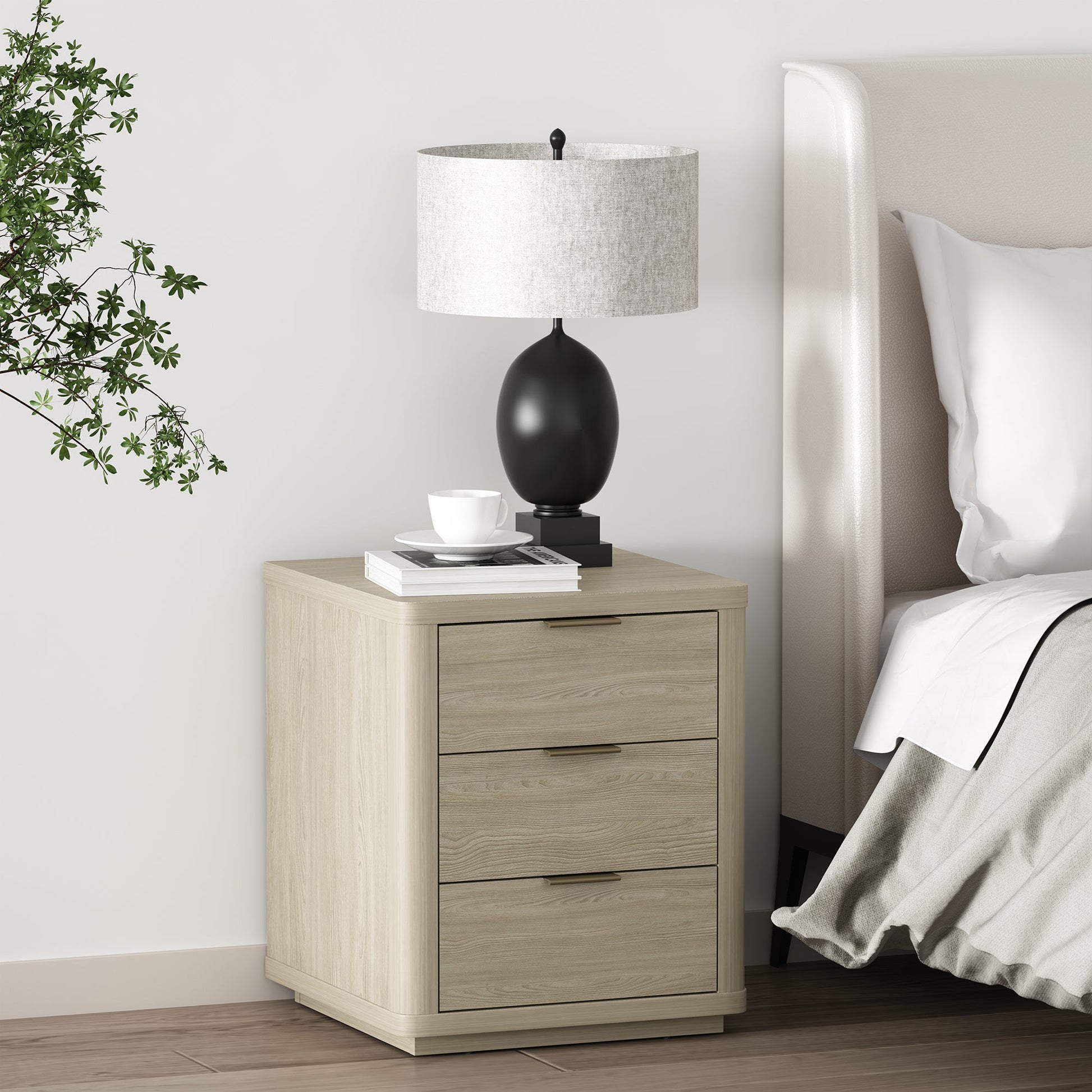 Evelyn 20" 3 Drawers Nightstand in Natural - Ornate Home