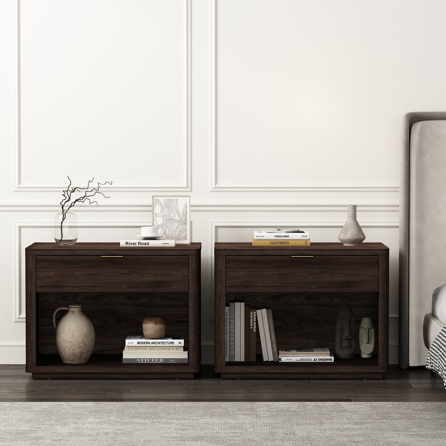 Evelyn 32" Nightstand 2.0 in Brown (set of 2) - Ornate Home