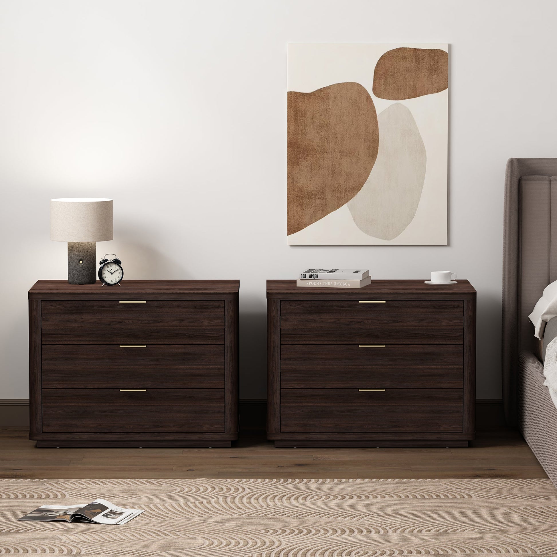 Evelyn 32" Nightstand 4.0 in Brown (set of 2) - Ornate Home