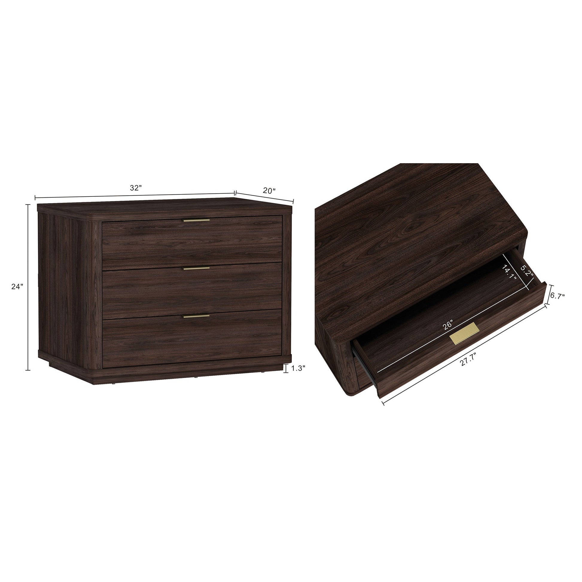 Evelyn 32" Nightstand 4.0 in Brown (set of 2) - Ornate Home