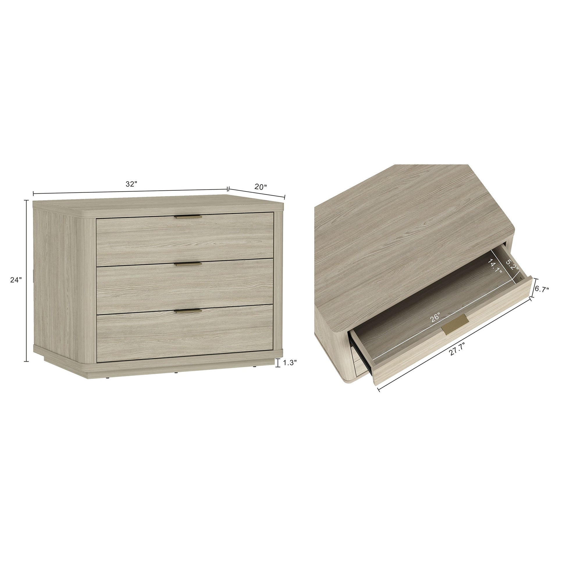 Evelyn 32" Nightstand 4.0 in Natural - Ornate Home