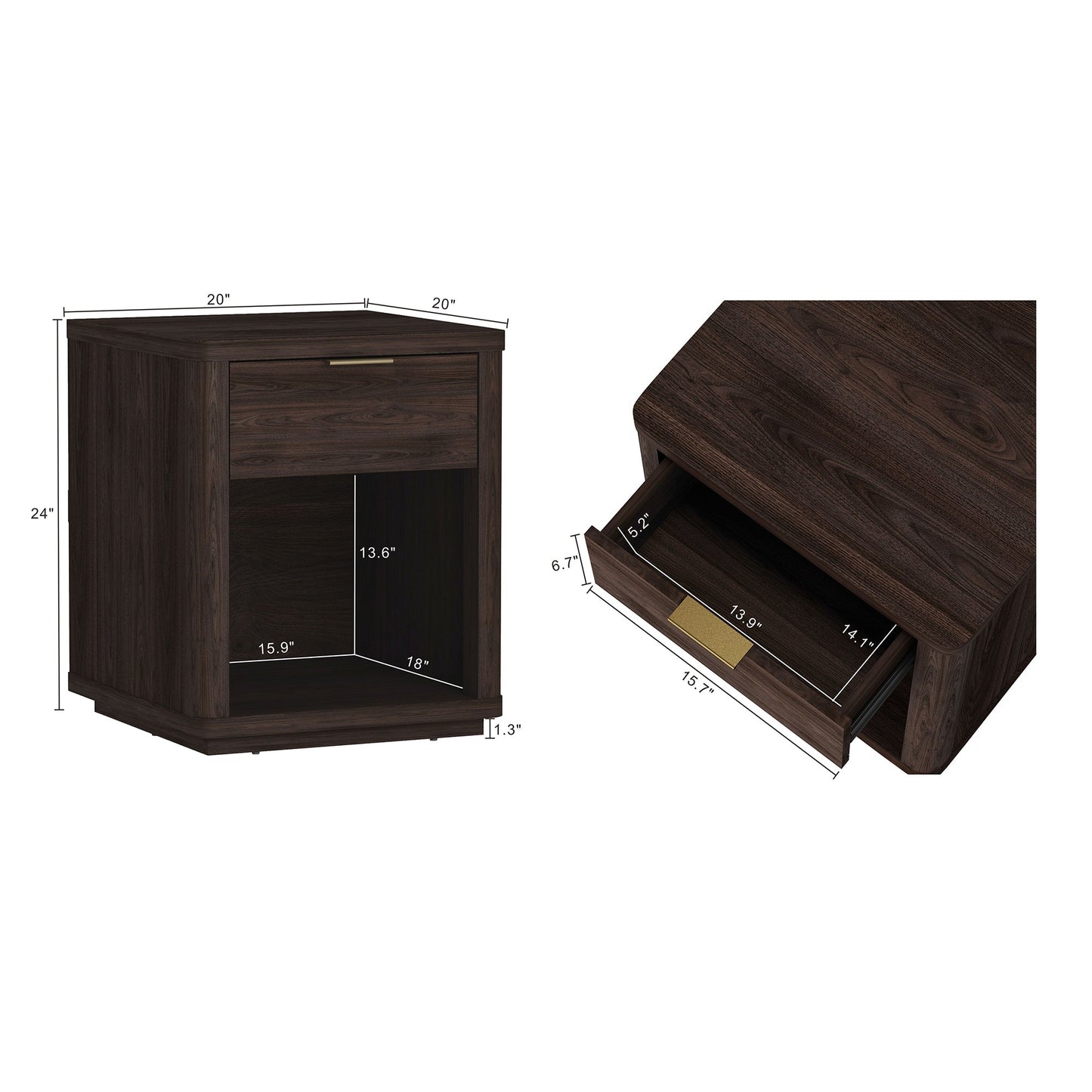 Evelyn Nightstand in Brown (set of 2) - Ornate Home