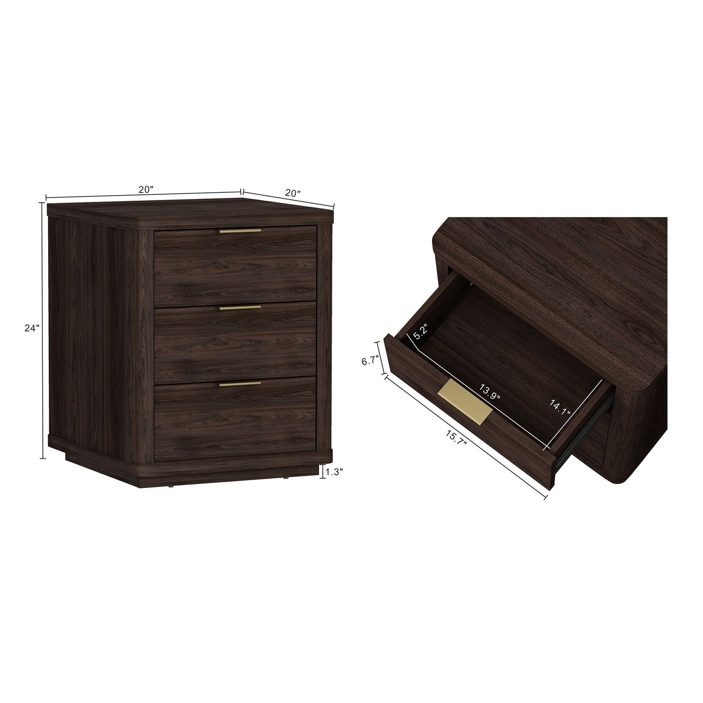 Evelyn Nightstand in Brown (set of 2) - Ornate Home
