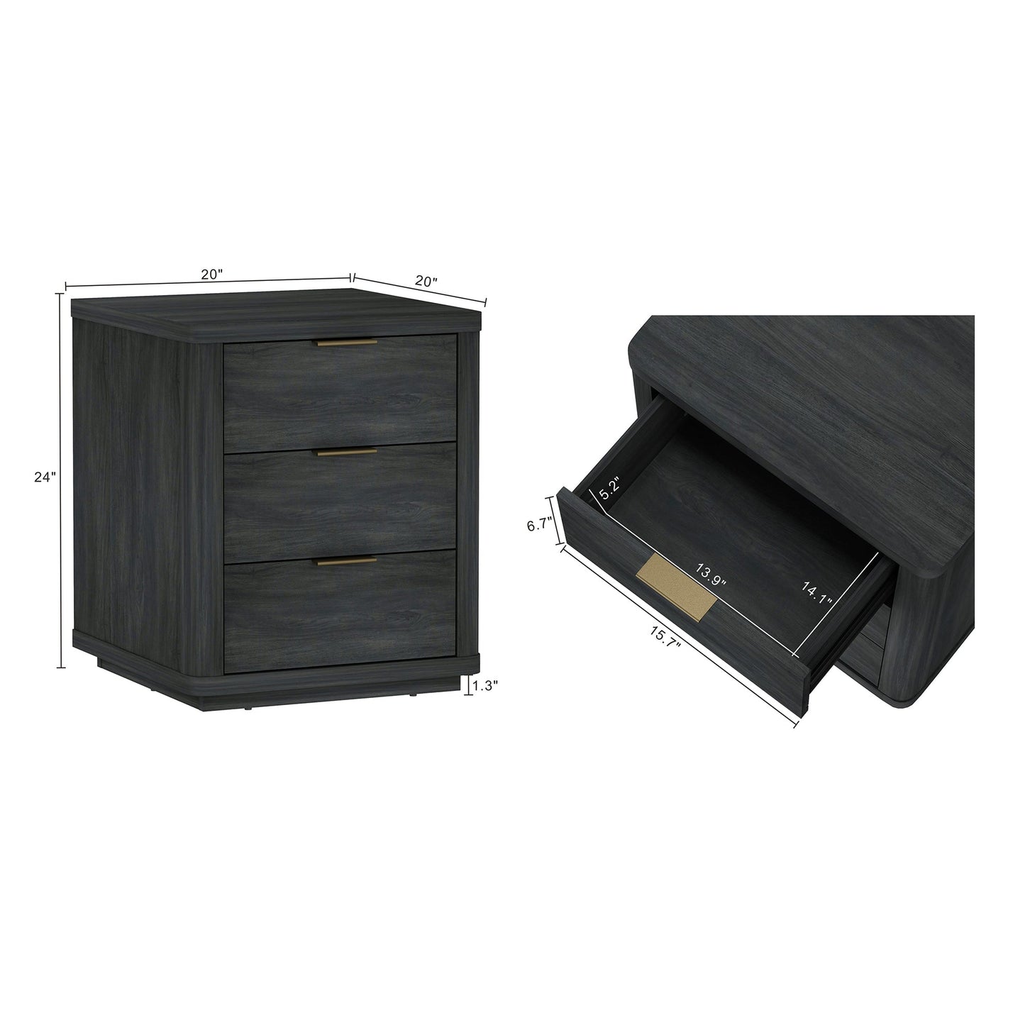 Evelyn Nightstand in Charcoal Grey - Ornate Home