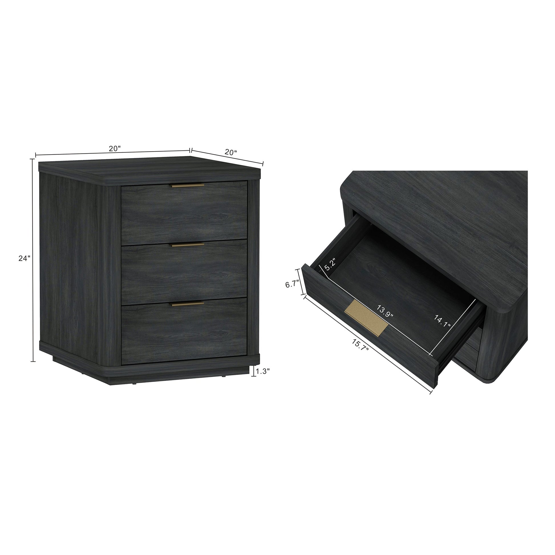 Evelyn Nightstand in Charcoal Grey - Ornate Home