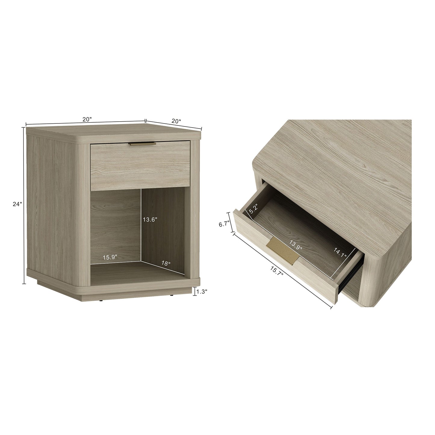 Evelyn Nightstand in Natural (set of 2) - Ornate Home