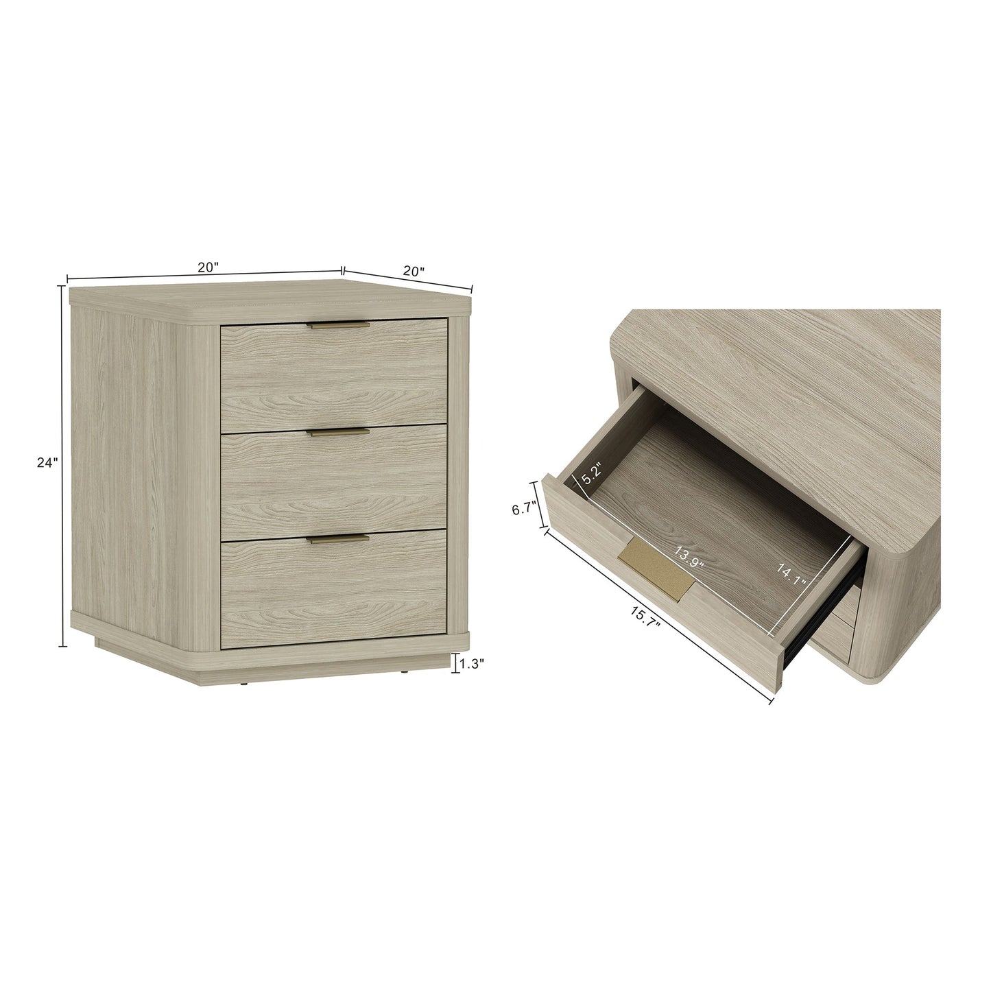 Evelyn Nightstand in Natural (set of 2) - Ornate Home
