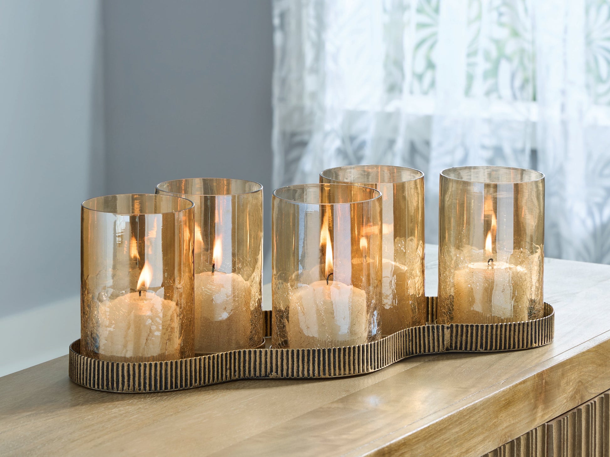 Evereton Antique Gold Candle Holder- Viva Furn