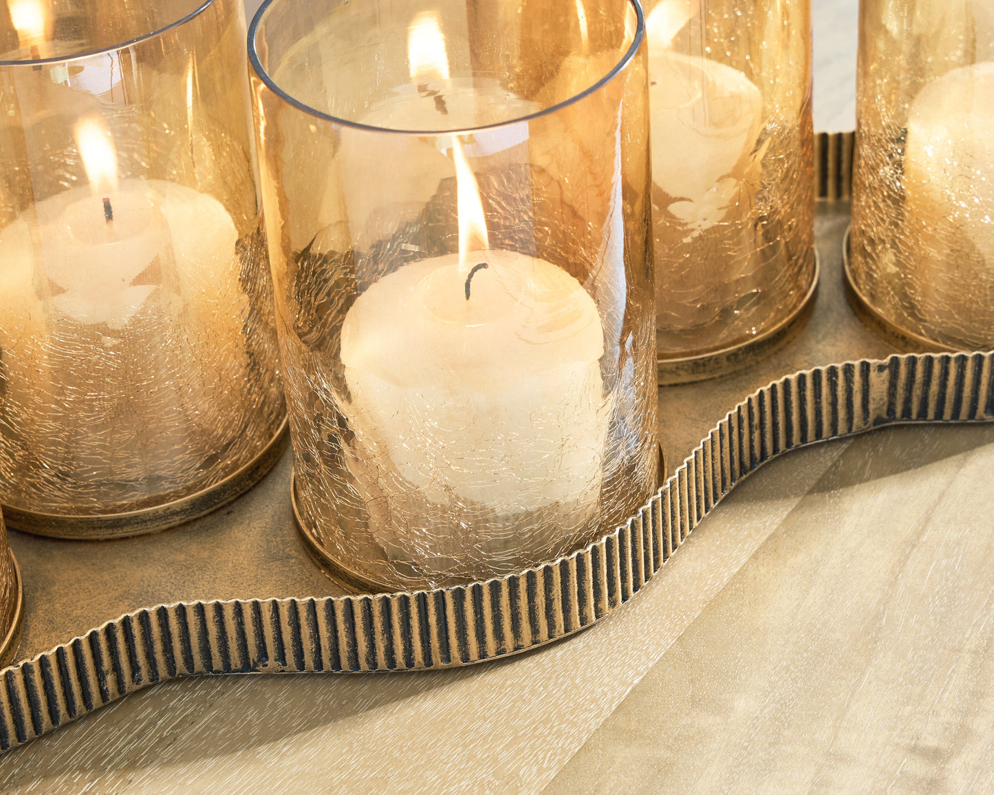 Evereton Antique Gold Candle Holder- Viva Furn