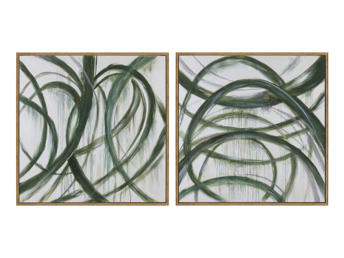 Evergreen Twists Green/White Canvas - Ornate Home