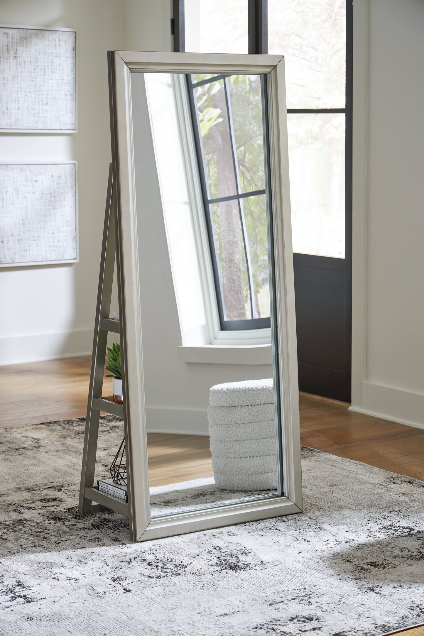 Evesen Champagne Floor Standing Mirror/Storage- Viva Furn