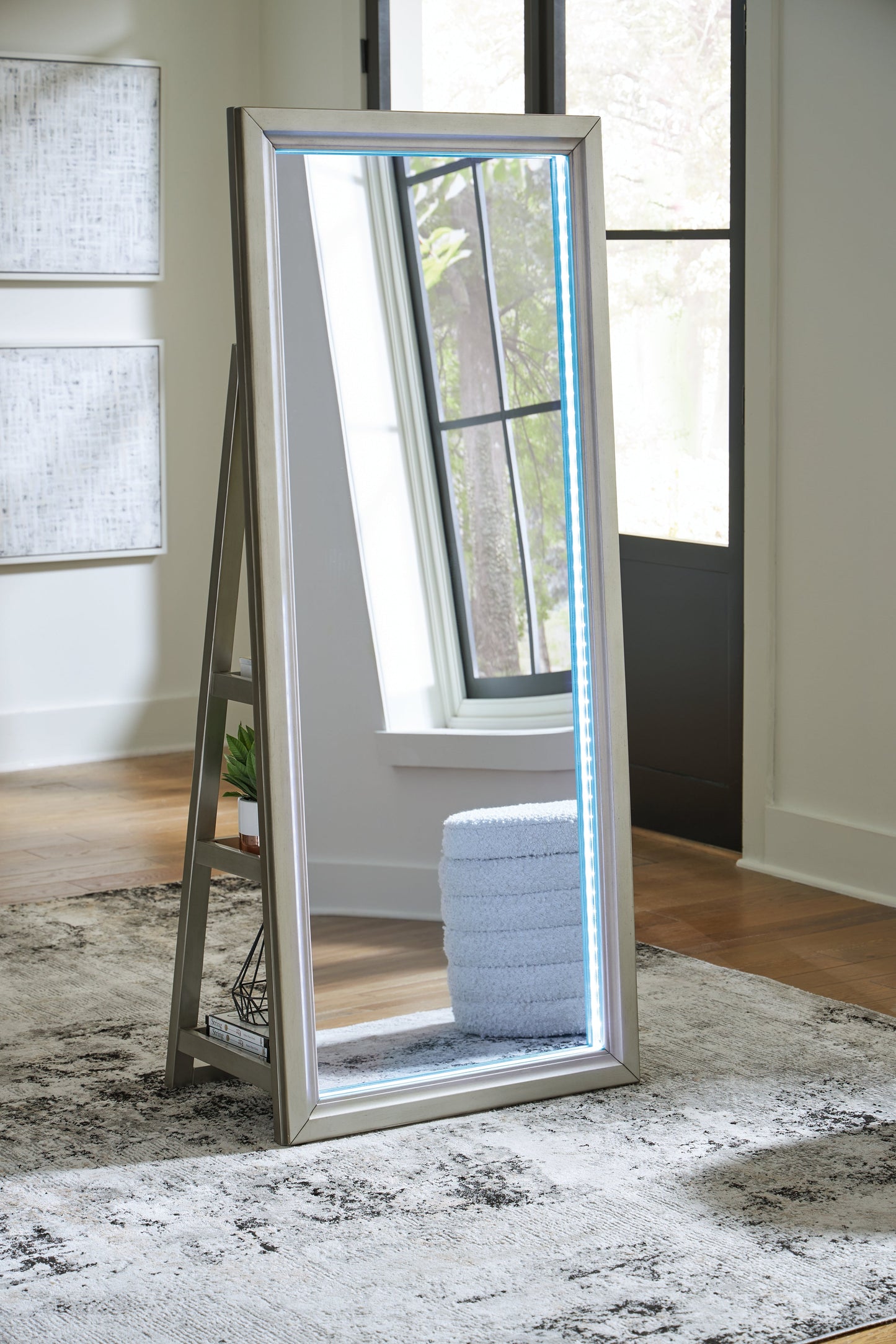 Evesen Champagne Floor Standing Mirror/Storage- Viva Furn