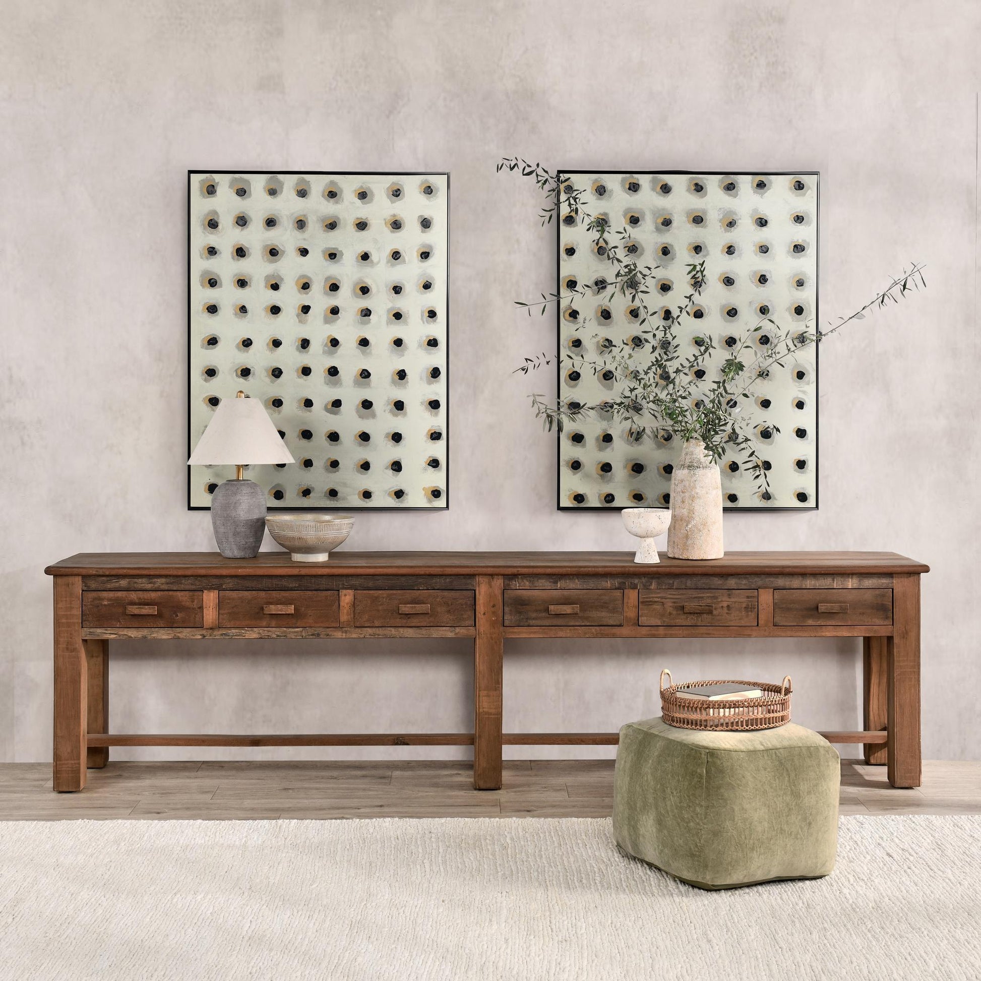 Ezra Natural 6 Drawer Console Table - Ornate Home