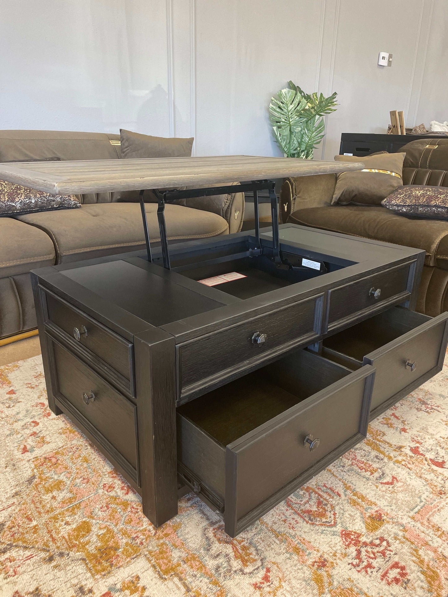 Tyler Creek Grayish Brown/Black Lift Top Coffee Table