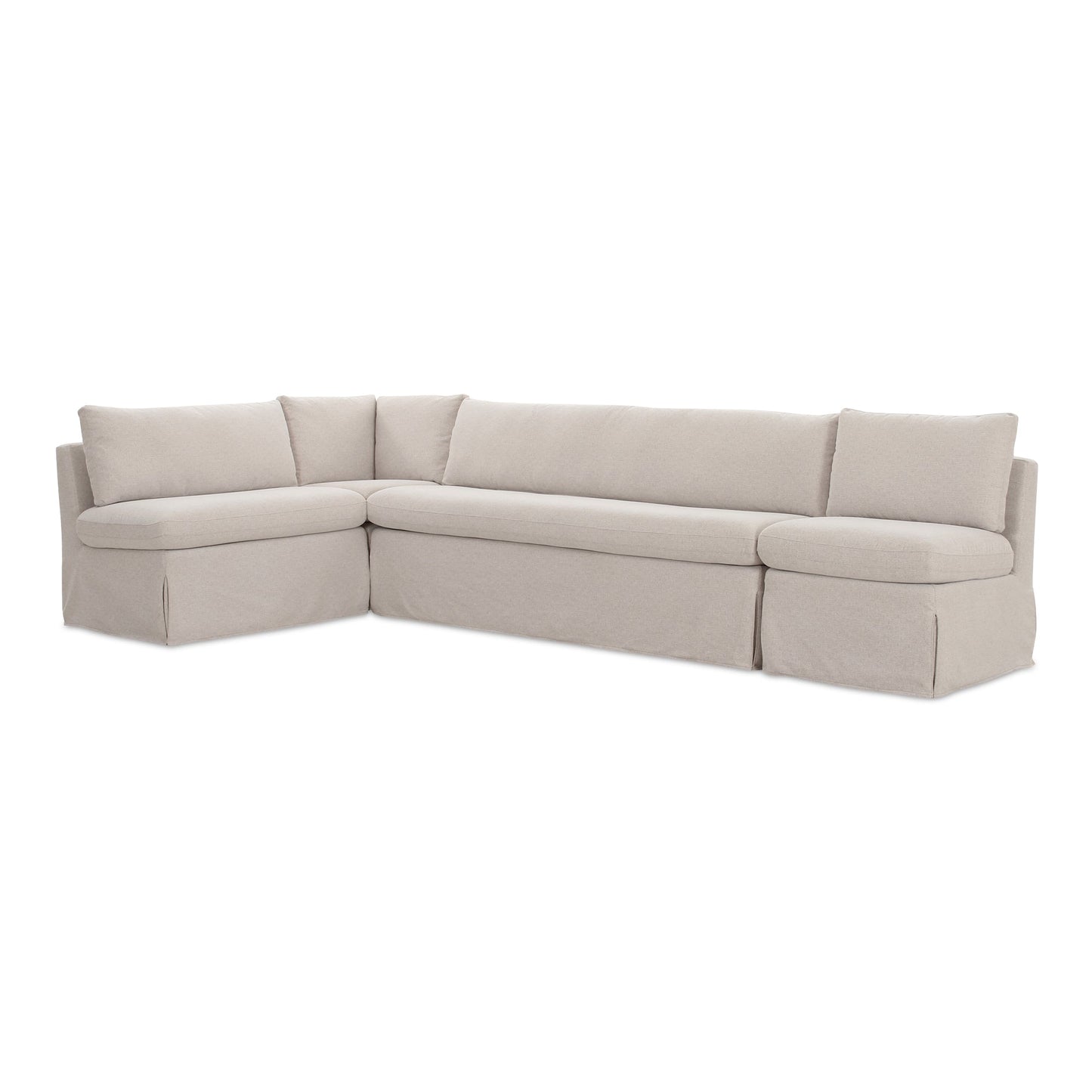 Fable Beige L Shape Slipcover 125.5" Dining Banquette - Ornate Home