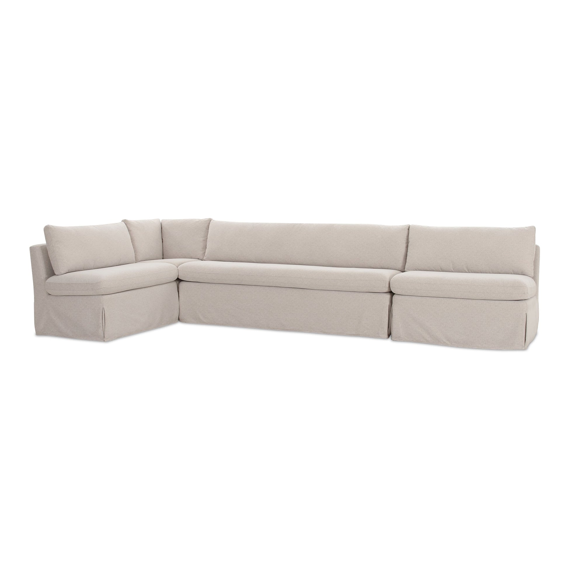Fable Beige L Shape Slipcover 139.5" Dining Banquette - Ornate Home