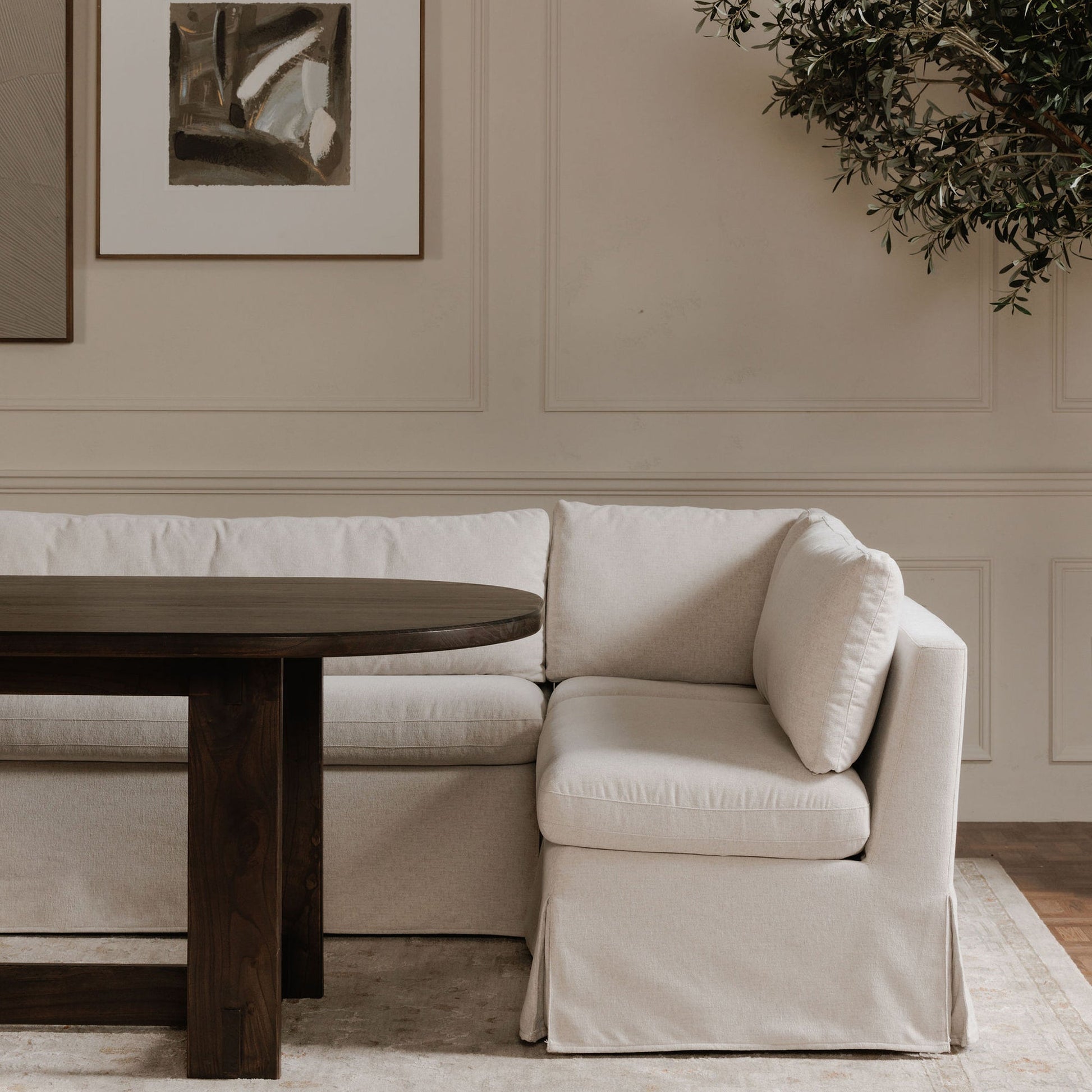 Fable Beige Slipcover Dining Chair and Half - Ornate Home