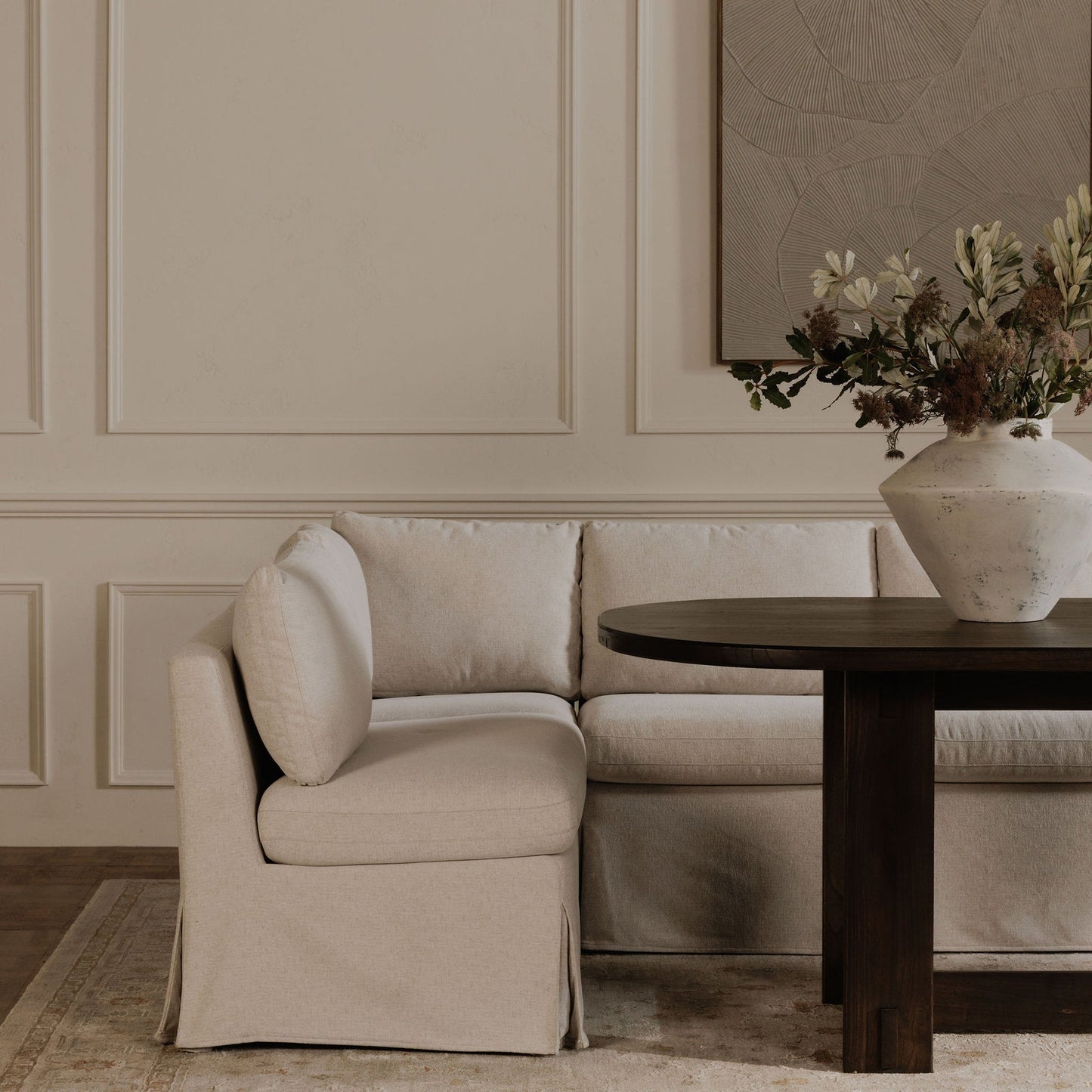 Fable Beige Slipcover Dining Corner Chair - Ornate Home