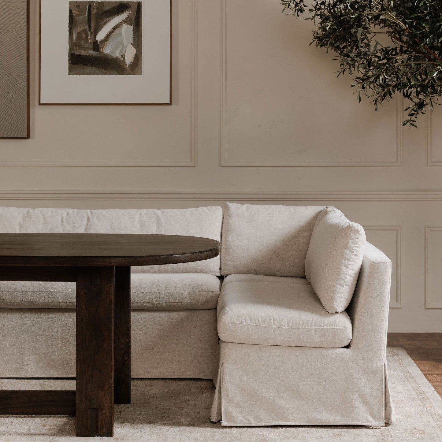 Fable Beige Slipcover Dining Corner Chair - Ornate Home