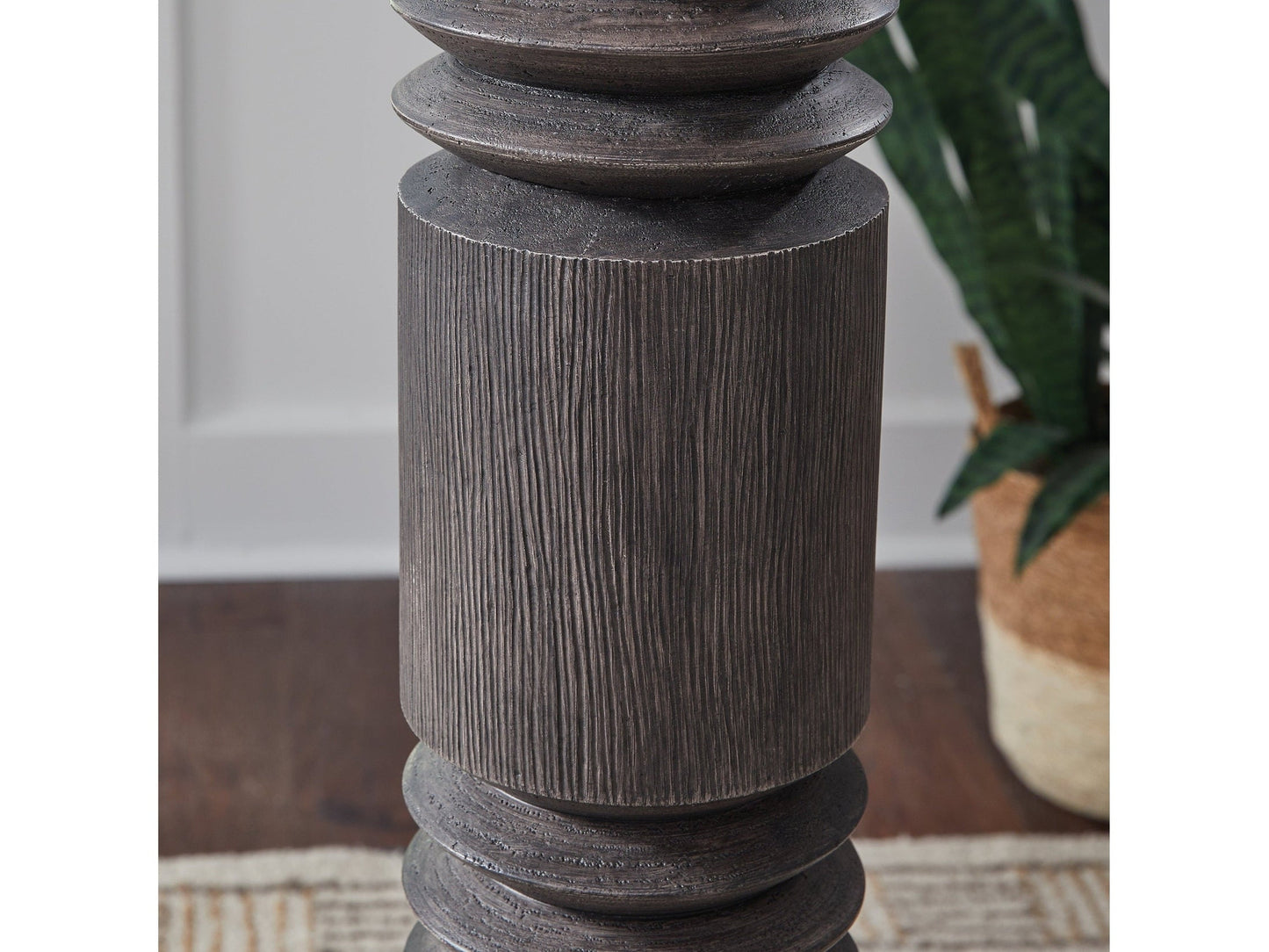 Fainwell Distressed Black Poly Floor Lamp- Viva Furn