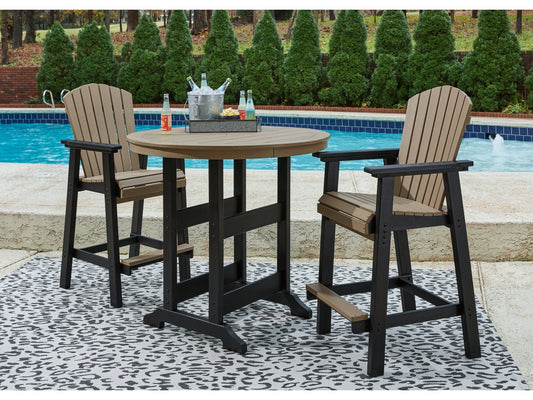Fairen Trail Black/Driftwood Outdoor Counter Height Dining Table with 2 Barstools - Ornate Home