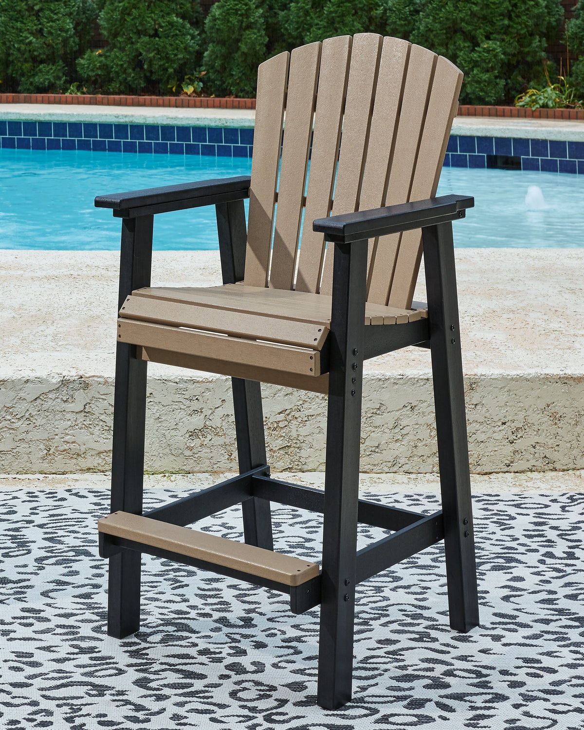 Fairen Trail Black/Driftwood Outdoor Counter Height Dining Table with 4 Barstools - Ornate Home
