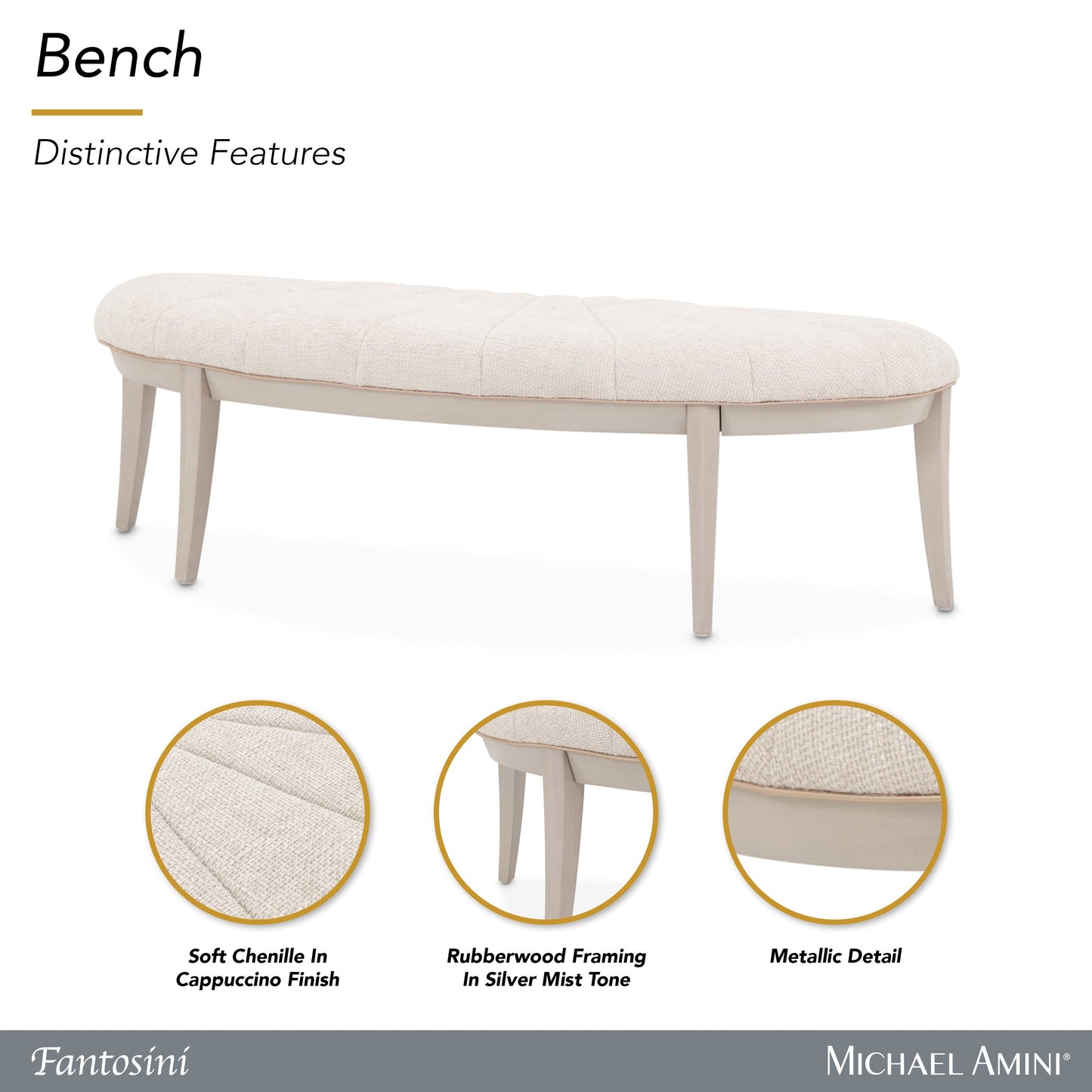Fantosini Silver Mist Bed Bench - Ornate Home