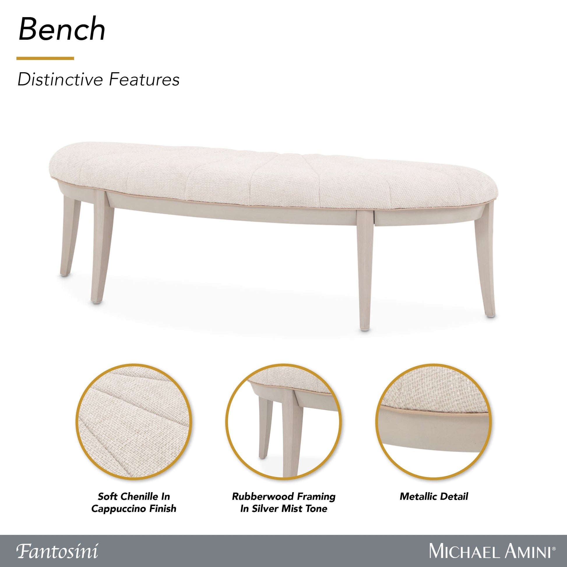 Fantosini Silver Mist Bed Bench - Ornate Home