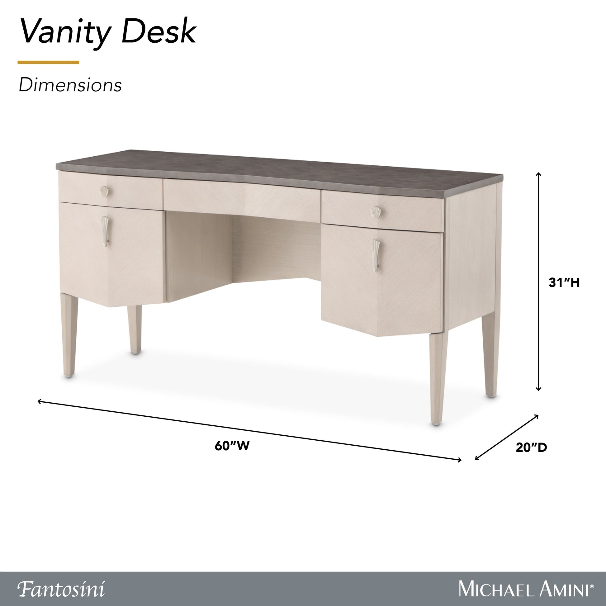 Fantosini Silver Mist Vanity Desk - Ornate Home