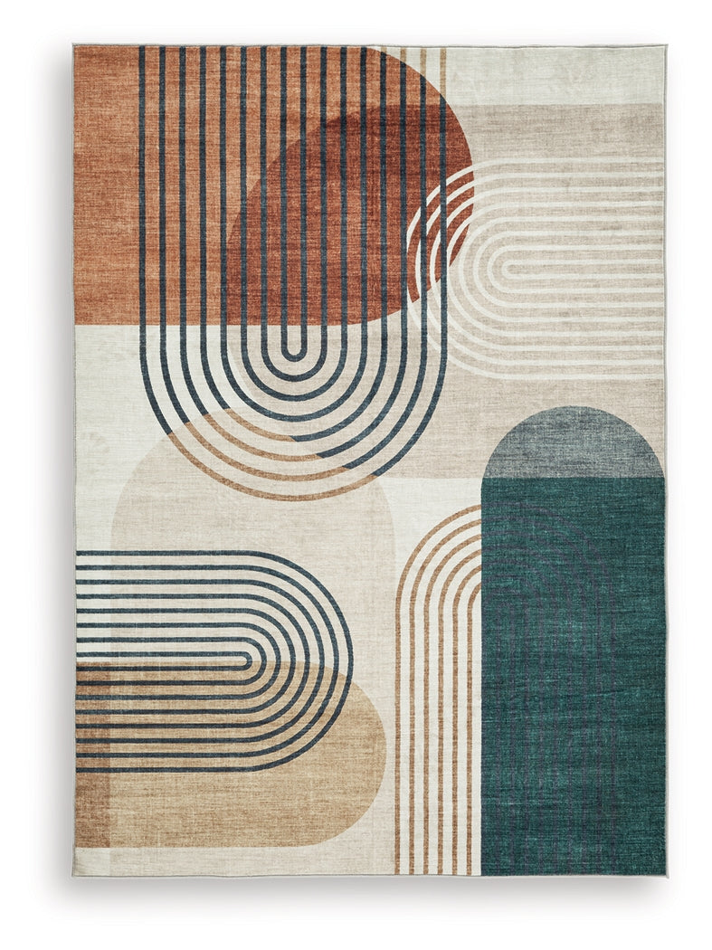 Farrendale Multi Washable Medium Rug- Viva Furn