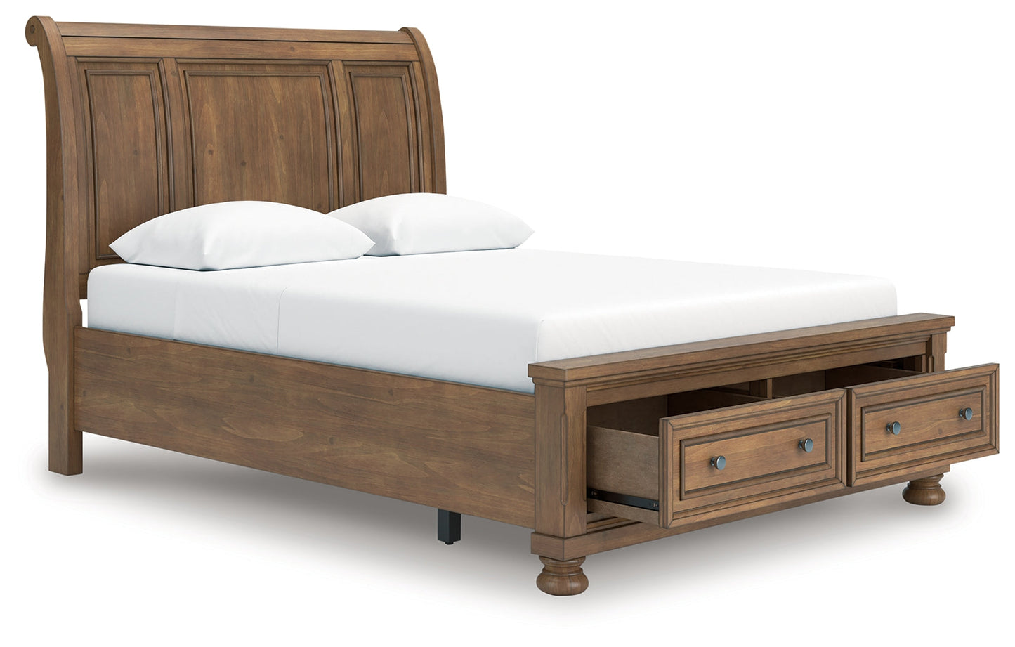 Feddinger Medium Brown Queen Storage Sleigh Bed- Viva Furn