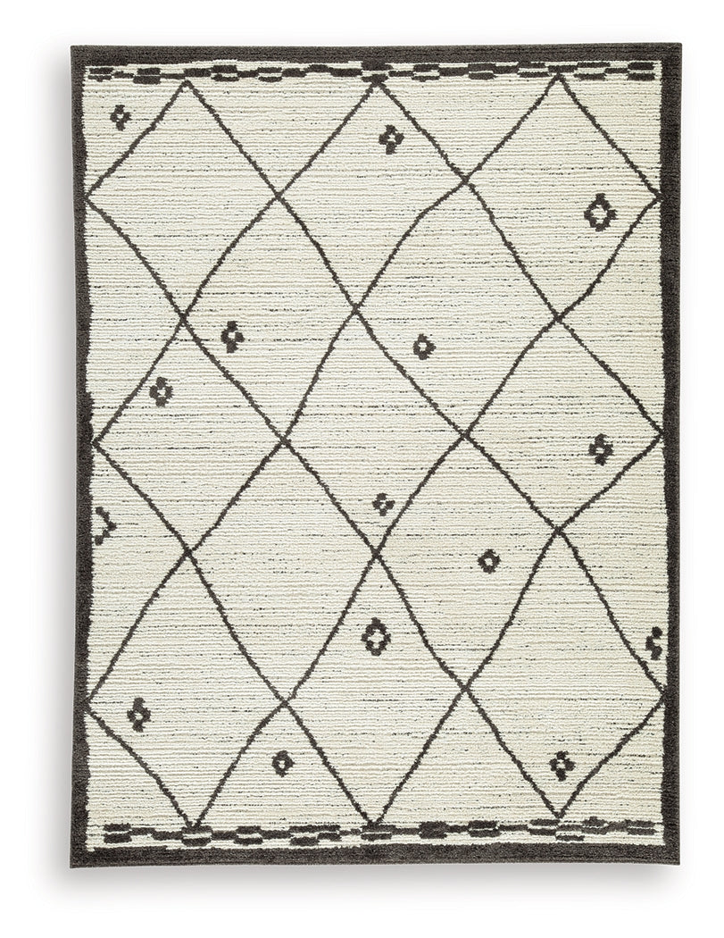 Fenriston Cream/Black Medium Rug- Viva Furn