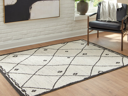 Fenriston Cream/Black Medium Rug- Viva Furn