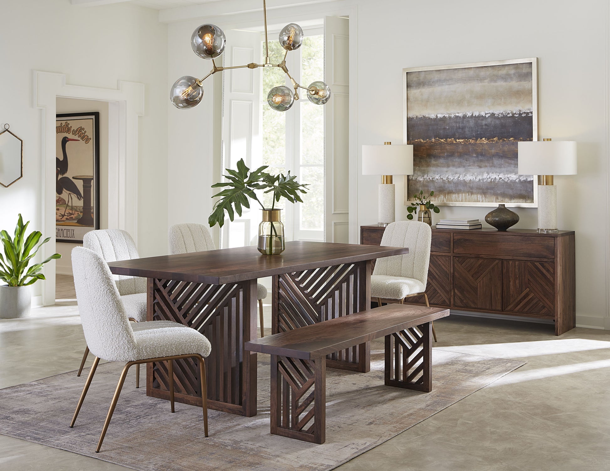 Fevano Solid Wood Dining Bench in Smoked Brown - Ornate Home